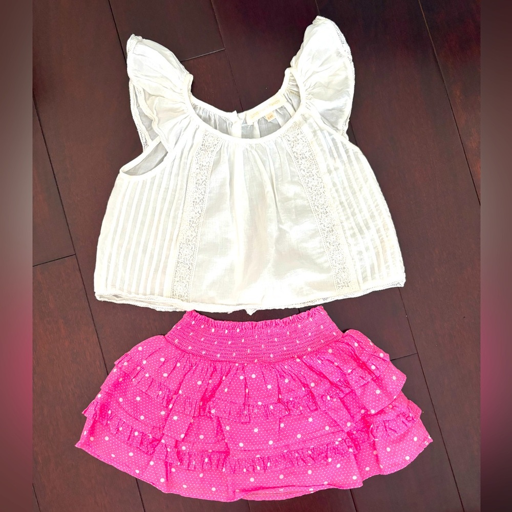 Love Shack Fancy toddler girl skirt set. Size 3